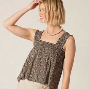 Bila 77 Quinn Square Neck Smocked Tank Top Boho Anthropologie Size Medium
